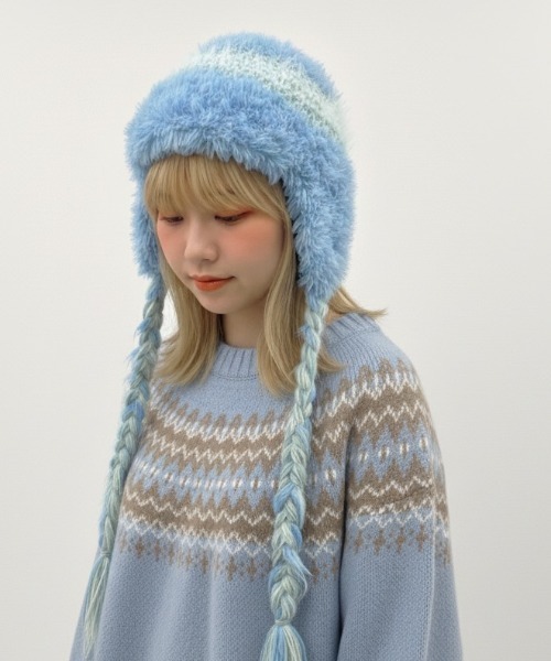 ニット帽 ニットキャップ 「HIKA」耳あて付きボーダーニットCAP