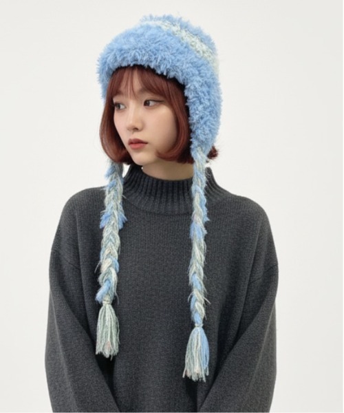 ニット帽 ニットキャップ 「HIKA」耳あて付きボーダーニットCAP