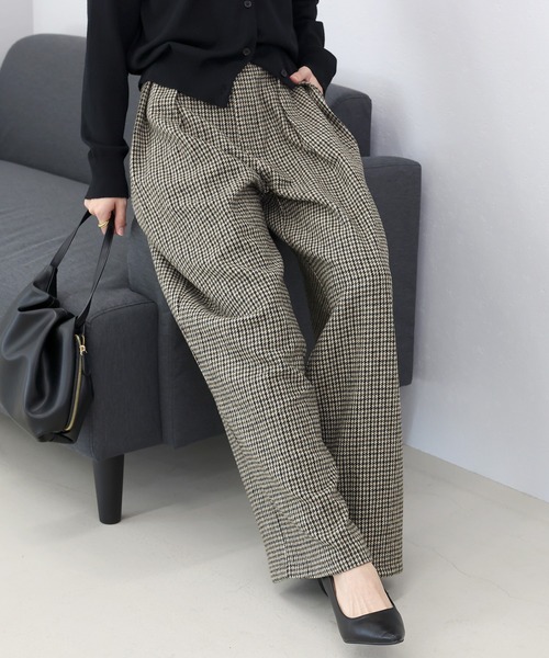 Aletta vita パンツ ガンクラブチェックツータックワイドパンツ Aletta vita パンツ ガンクラブチェックツータックワイドパンツ