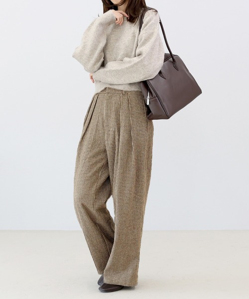 Aletta vita パンツ ガンクラブチェックツータックワイドパンツ Aletta vita パンツ ガンクラブチェックツータックワイドパンツ