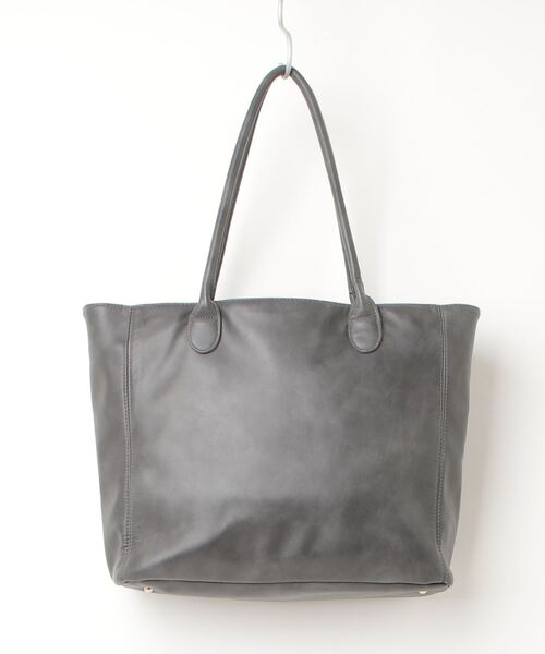 訳あり未使用品✨ABAHOUSE✨トートバッグ✨本革✨シボ革✨グレー✨ビジネス ABAHOUSE｜【WEB別注】シボレザー 縦型 2WAY トートバッグ / 15.0