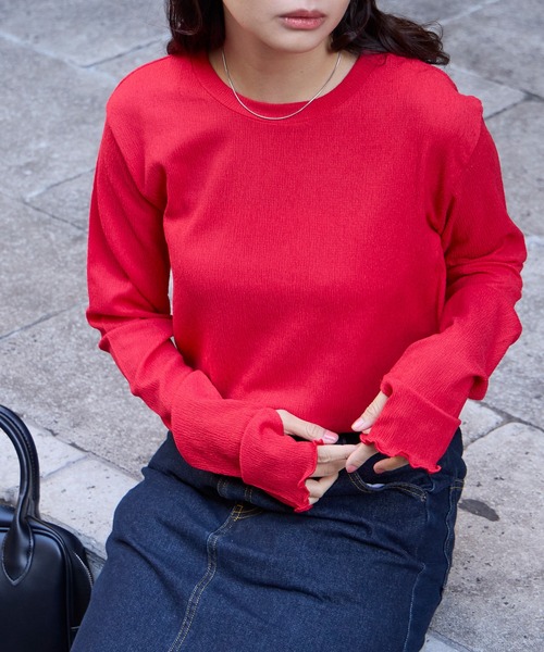 tシャツ 「AIRY DAYシリーズ」サムホール付き クルーネック メローロンT「マシンウォッシャブル/UVカット」 レディース | MONO-MART | 08