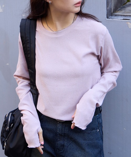 tシャツ 「AIRY DAYシリーズ」サムホール付き クルーネック メローロンT「マシンウォッシャブル/UVカット」 レディース | MONO-MART | 07