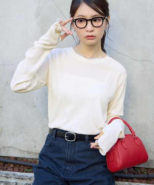tシャツ 「AIRY DAYシリーズ」サムホール付き クルーネック メローロンT「マシンウォッシャブル/UVカット」 レディース | MONO-MART | 12