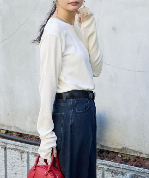 tシャツ 「AIRY DAYシリーズ」サムホール付き クルーネック メローロンT「マシンウォッシャブル/UVカット」 レディース | MONO-MART | 14