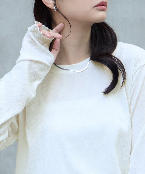 tシャツ 「AIRY DAYシリーズ」サムホール付き クルーネック メローロンT「マシンウォッシャブル/UVカット」 レディース | MONO-MART | 16