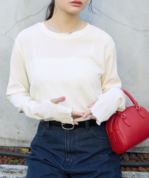 tシャツ 「AIRY DAYシリーズ」サムホール付き クルーネック メローロンT「マシンウォッシャブル/UVカット」 レディース | MONO-MART | 17
