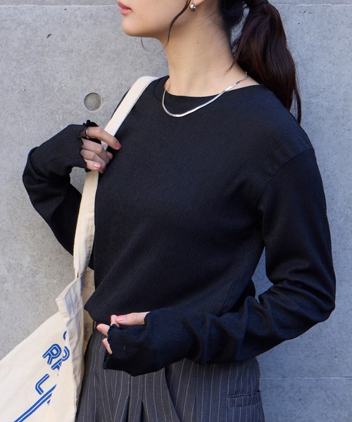 tシャツ 「AIRY DAYシリーズ」サムホール付き クルーネック メローロンT「マシンウォッシャブル/UVカット」 レディース | MONO-MART | 27