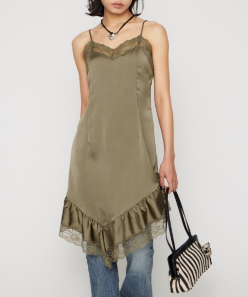 LAGUA GEM（ラグアジェム） ワンピース SATIN LACE CAMI ワンピース 