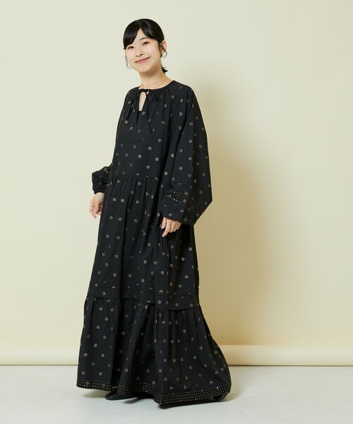 「Freada」 長袖ワンピース ONE SIZE ブラック レディースの画像