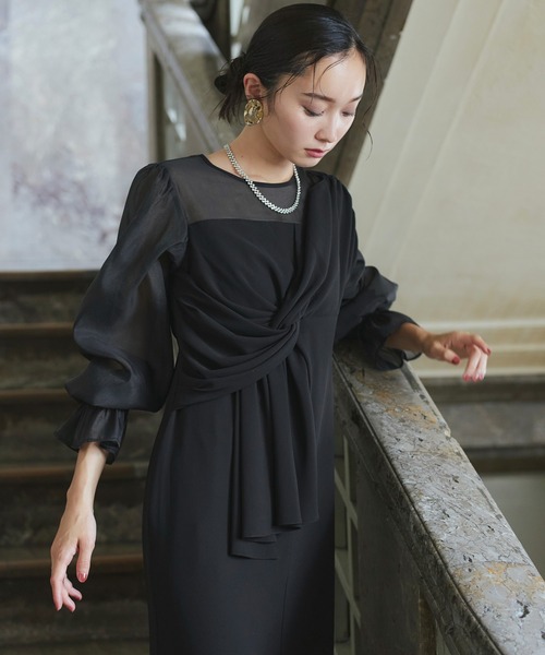 「RUIRUE BOUTIQUE」 長袖ワンピース S チャコール レディースの画像