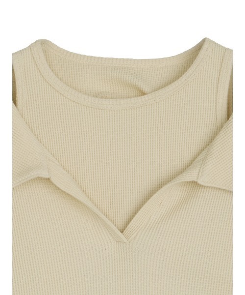 Ameri（アメリ） tシャツ WAFFLE LAYERED DESIGN CUT TOP レディース