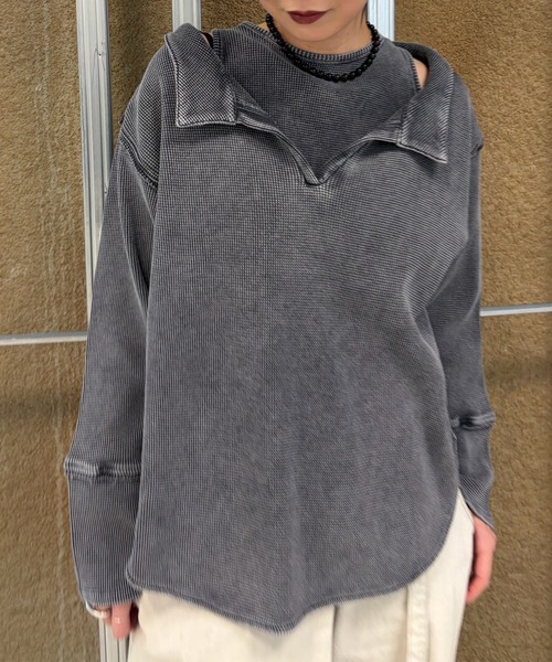 Ameri（アメリ） tシャツ WAFFLE LAYERED DESIGN CUT TOP レディース