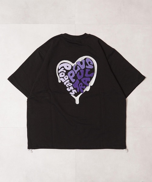 tシャツ 「セットアップ可能」ミニ裏毛 ハートサガラ刺繍 Tシャツ