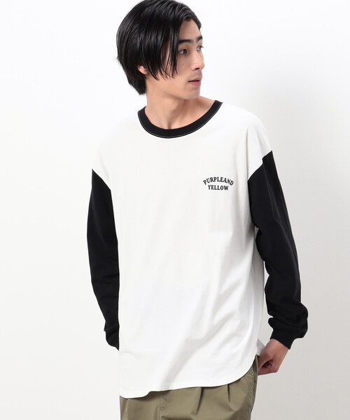 「Purple&Yellow」 長袖Tシャツ SMALL ベージュ メンズ_画像2
