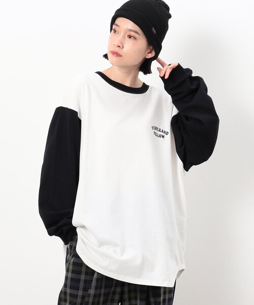 「Purple&Yellow」 長袖Tシャツ SMALL ベージュ メンズ_画像6