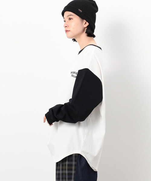 「Purple&Yellow」 長袖Tシャツ SMALL ベージュ メンズ_画像7