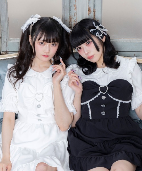 「DearMyLove」 半袖ワンピース MEDIUM ホワイト レディース_画像5