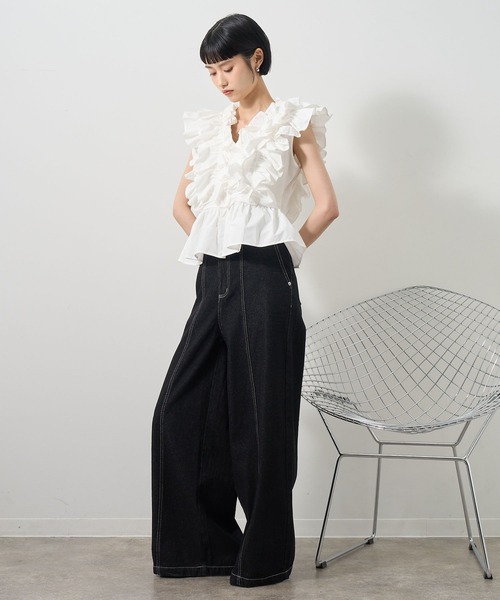 NOGLE ブラウス シャツ 「NOGLE/ノグル」2WAYフリルギャザーペプラム 