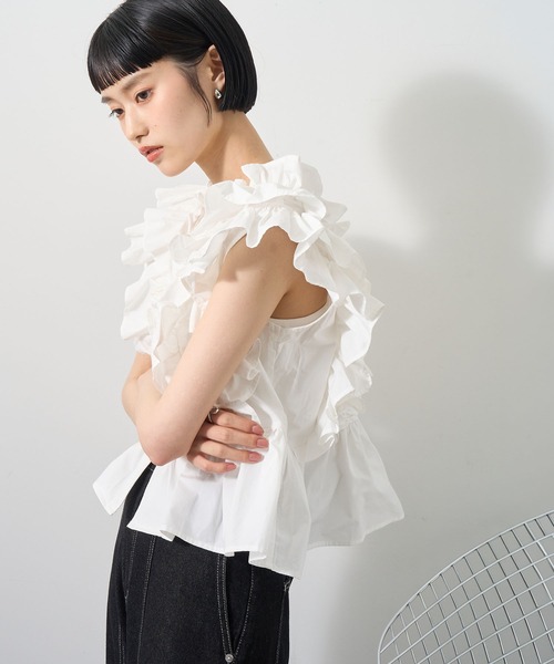 NOGLE ブラウス シャツ 「NOGLE/ノグル」2WAYフリルギャザーペプラム