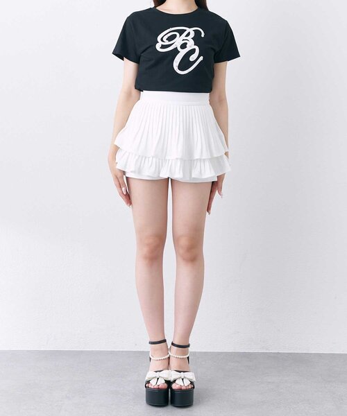 Belle Charme スカート 「Belle Charme」Tweed Pleats Mini Skirt