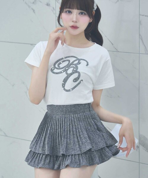 Belle Charme スカート 「Belle Charme」Tweed Pleats Mini Skirt