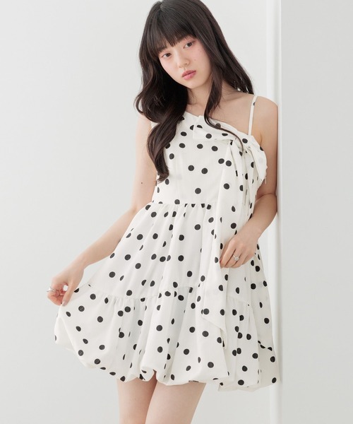 Heather（ヘザー） ワンピース アシメバルーンリボンミニワンピース