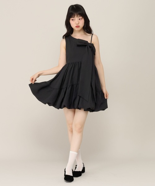 Heather（ヘザー） ワンピース アシメバルーンリボンミニワンピース