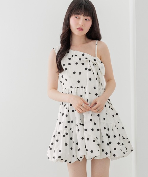 Heather（ヘザー） ワンピース アシメバルーンリボンミニワンピース