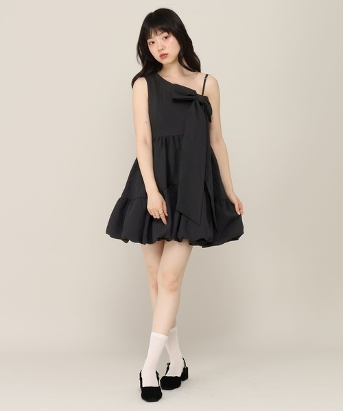 Heather（ヘザー） ワンピース アシメバルーンリボンミニワンピース