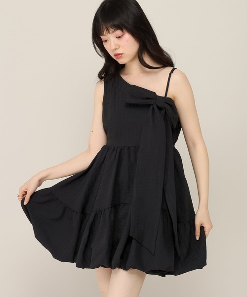 Heather（ヘザー） ワンピース アシメバルーンリボンミニワンピース