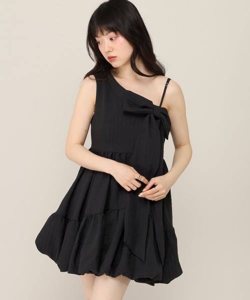 Heather（ヘザー） ワンピース アシメバルーンリボンミニワンピース