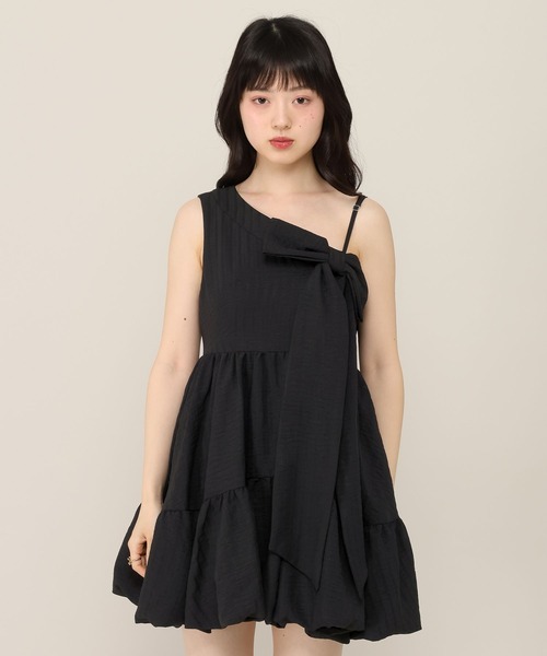 Heather（ヘザー） ワンピース アシメバルーンリボンミニワンピース