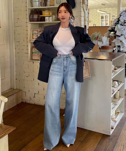 「meJane」 デニムパンツ L ブルー レディース_画像2