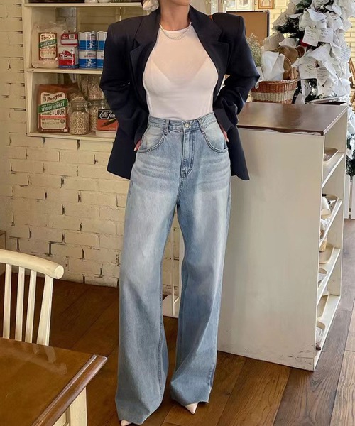 「meJane」 デニムパンツ L ブルー レディース_画像7