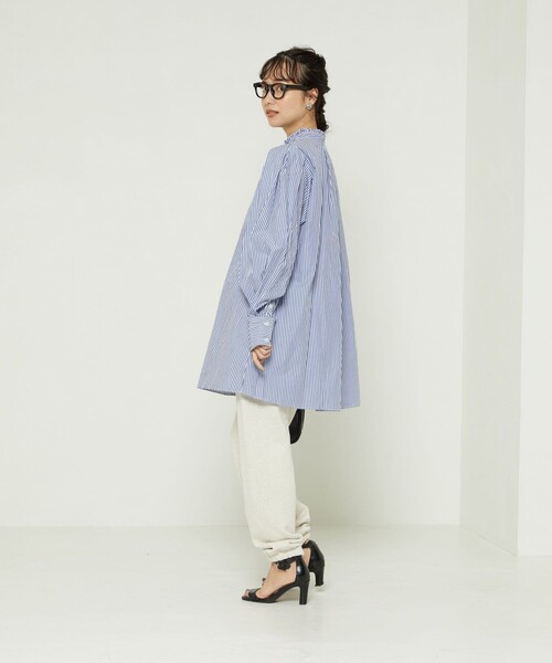 「FREAK'S STORE」 長袖ブラウス フリ- ブルー レディース_画像4