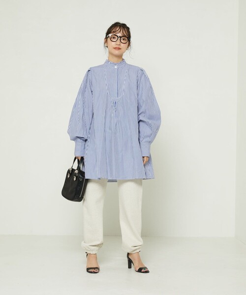 「FREAK'S STORE」 長袖ブラウス フリ- ブルー レディース_画像5