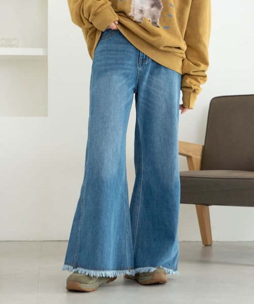 「eLur」 ブーツカットデニムパンツ MEDIUM ブラック レディース_画像9
