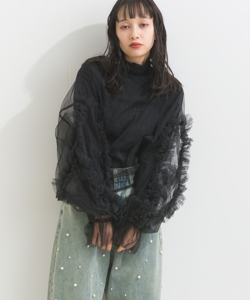 「terrace」 長袖カットソー MEDIUM ブルーグリーン レディース_画像9