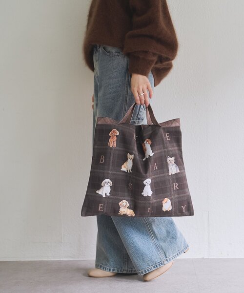 BEARDSLEY DogプリントBAG現行品未使用 BEARDSLEY（ビアズリー） トートバッグ 「9/17(木)12:00予約開始予定