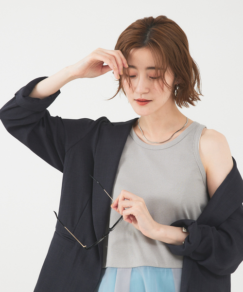 evis donna archive コーティング タンクトップ ノースリーブ abahouse mavie タンクトップ ノースリーブ 裾シアータンク