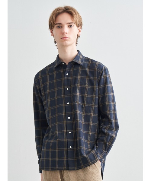 three dots（スリー ドッツ） シャツ ビエラチェックシャツ メンズ