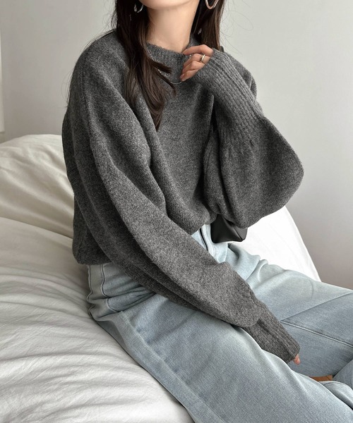 ANN DEMEULEMEESTER 長袖ニット XXS クリーム色 Kati Cropped Sweater – Ann Demeulemeester