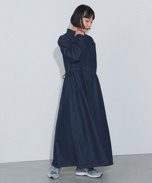 BEAMS HEART ワンピース デニム ドロスト シャツワンピース