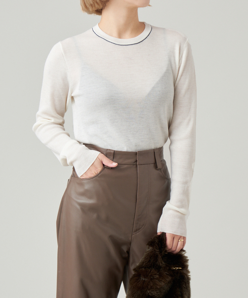 ay_ 美品 IENA LA BOUCLE クルーネックニット IENA LA BOUCLE ニット セーター 強撚ウールクルーネックプル