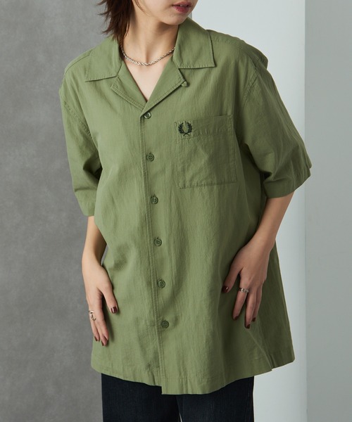 ブラウス シャツ 「FRED PERRY」LIGHTWEIGHT TEXTURE REVERE COLLAR SHIRT M7762 レディース メン