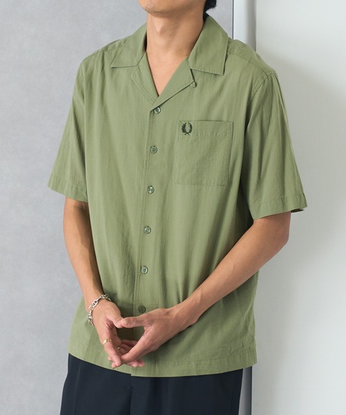 シャツ/ブラウス(長袖/七分) Sheer Knit Panneled Shirt  FRED PERRY FRED PERRY（フレッドペリー）の「【別注】FRED PERRY / Sheer Knit