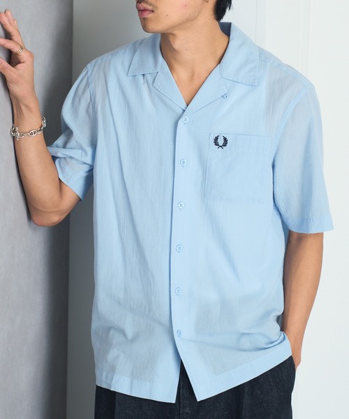 シャツ/ブラウス(長袖/七分) Sheer Knit Panneled Shirt  FRED PERRY FRED PERRY（フレッドペリー）の「【別注】FRED PERRY / Sheer Knit