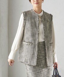 SHIPS（シップス） ベスト ジレ スラブ ツイード ロング ジレ