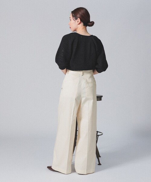 ニット セーター 針抜き パフスリーブ プルオーバー「手洗い可」 レディース Demi-Luxe BEAMS ニット セーター 針抜き パフスリーブ プル